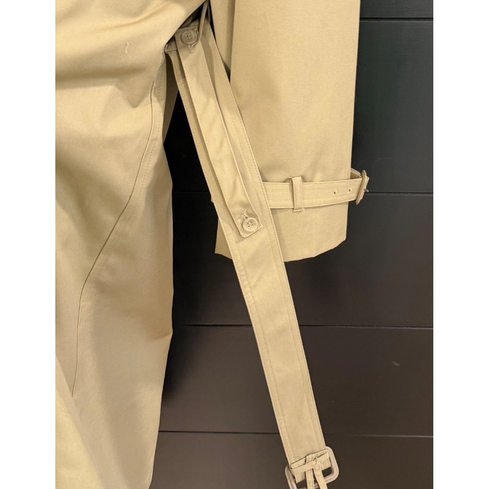 Vintage Oleg Cassini Trench Coat Men 42 L Tan Belted Lined Classic Rain Coat - Picture 13 of 13